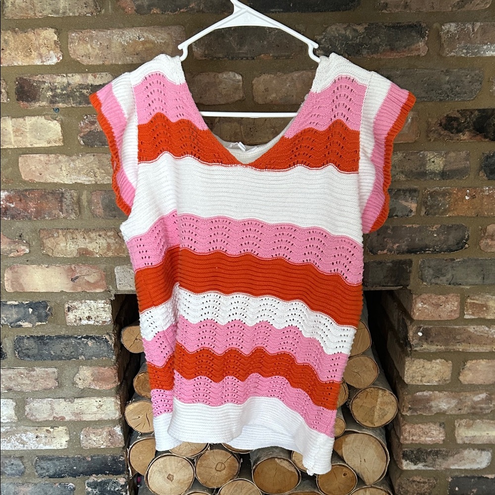 THML Pink and Orange Knit Top